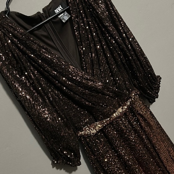 DKNY Women's Ombre-sequin Fit & Flare Wrap Dress - Picture 4 of 4